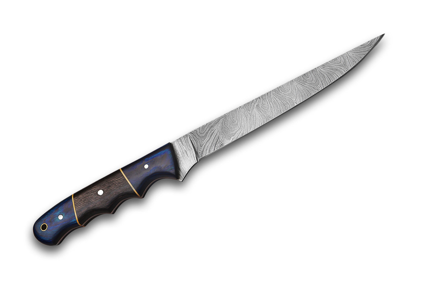 Damascus Steel Fillet Knife – 8" Blade, Exotic Wood Handle