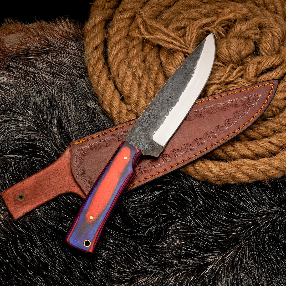 11" Custom Handmade Carbon Steel CAMPING SKINNER KNIFE Personalized Skinner Engraved Knife Gift For Husband Anniversary Gift Groomsmen Gift