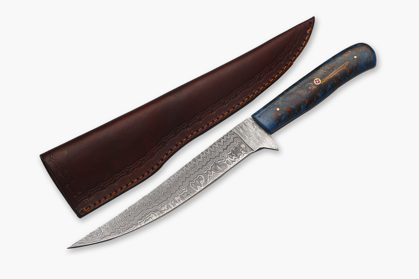 Damascus Steel Fillet Knife – 8" Blade, Pinecone Handle