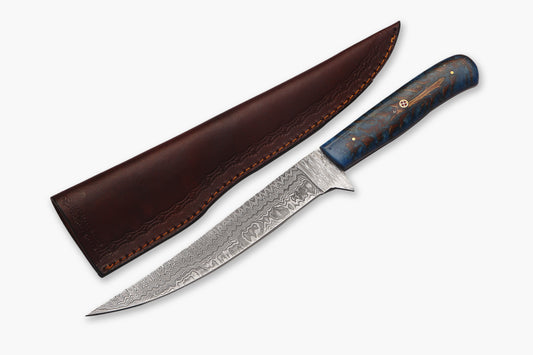Damascus Steel Fillet Knife – 8" Blade, Pinecone Handle