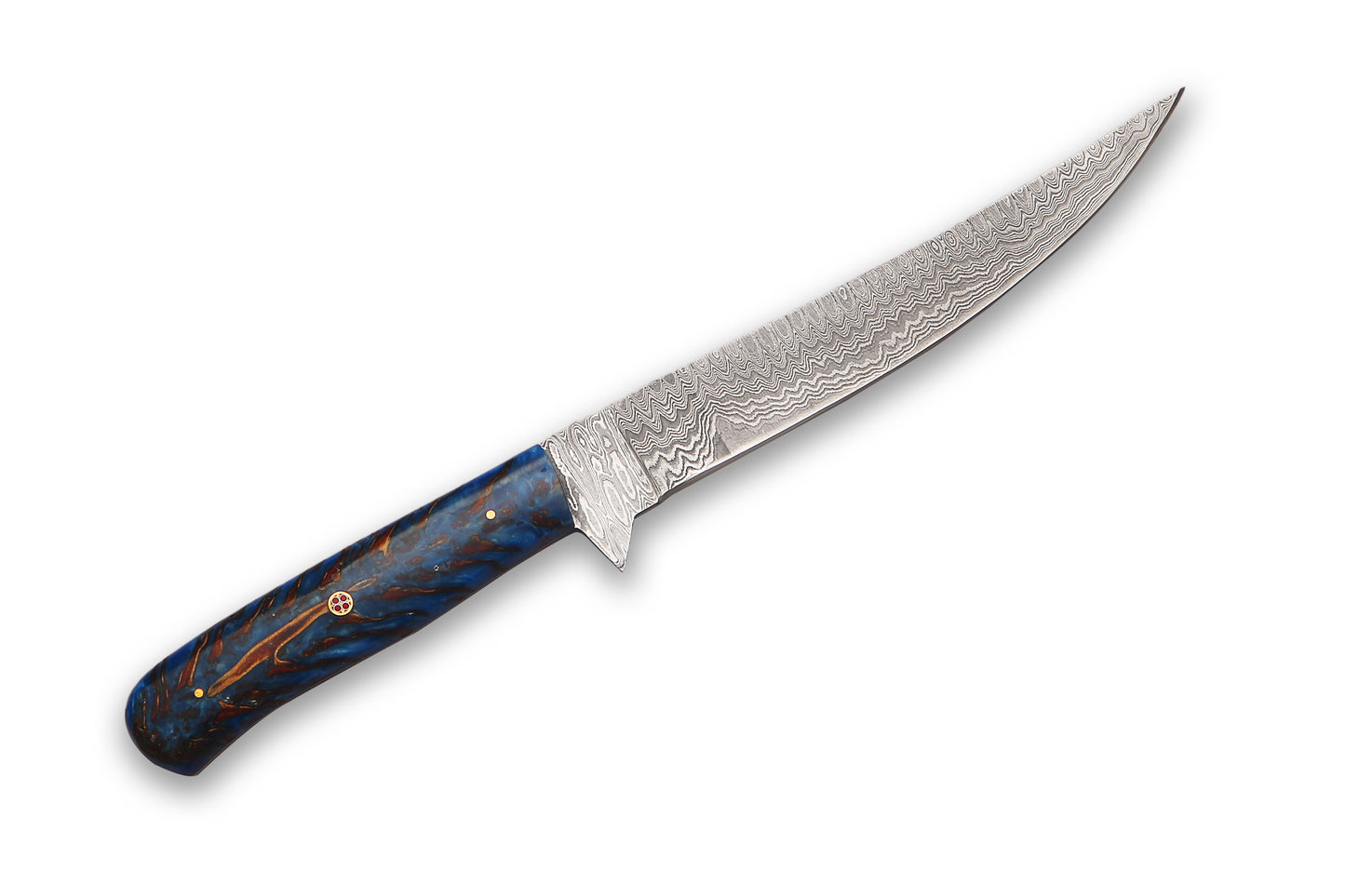 Damascus Steel Fillet Knife – 8" Blade, Pinecone Handle