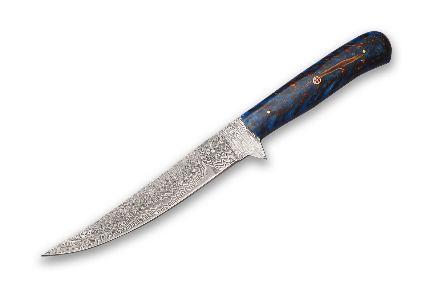 Damascus Steel Fillet Knife – 8" Blade, Pinecone Handle