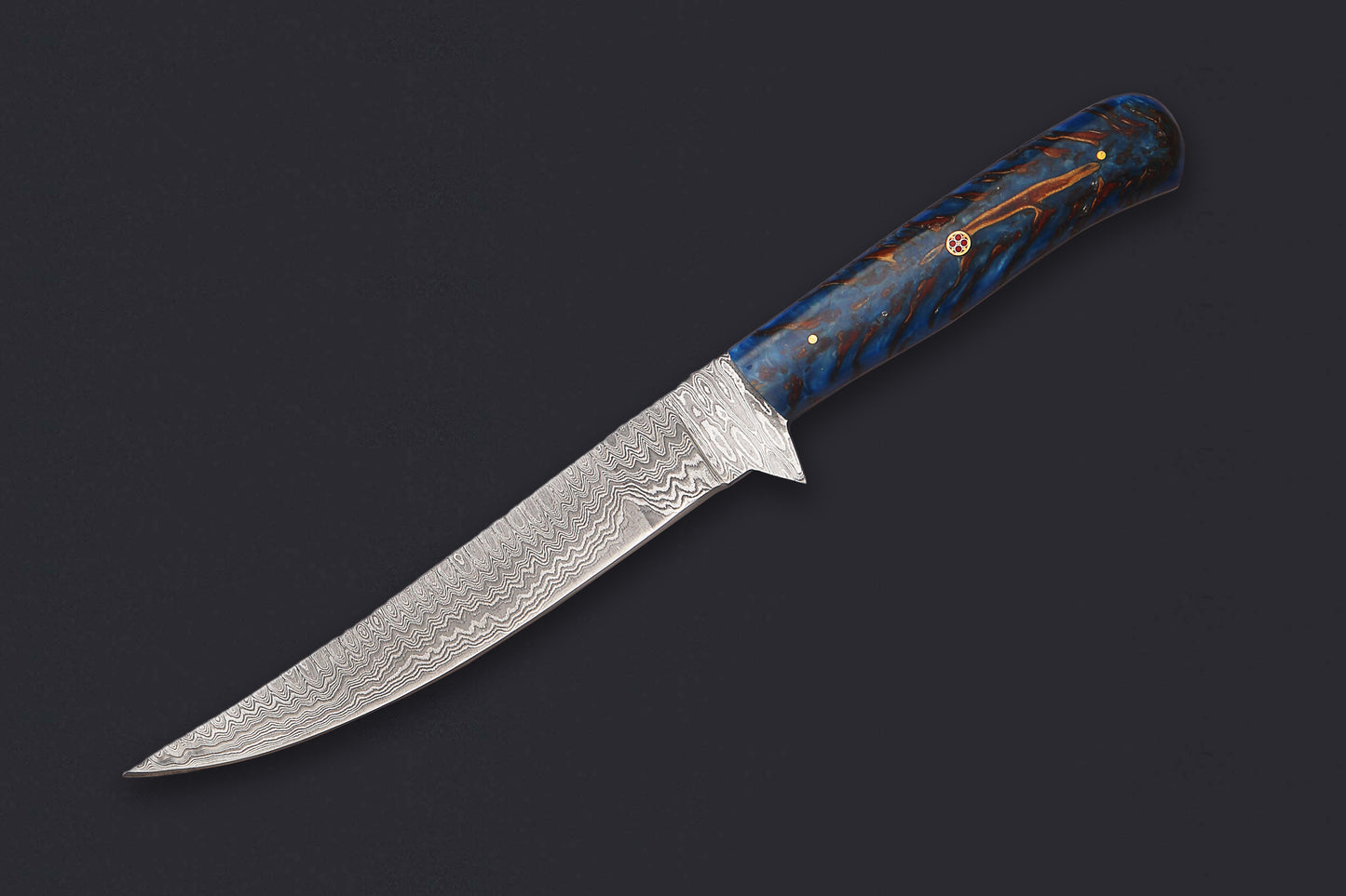 Damascus Steel Fillet Knife – 8" Blade, Pinecone Handle