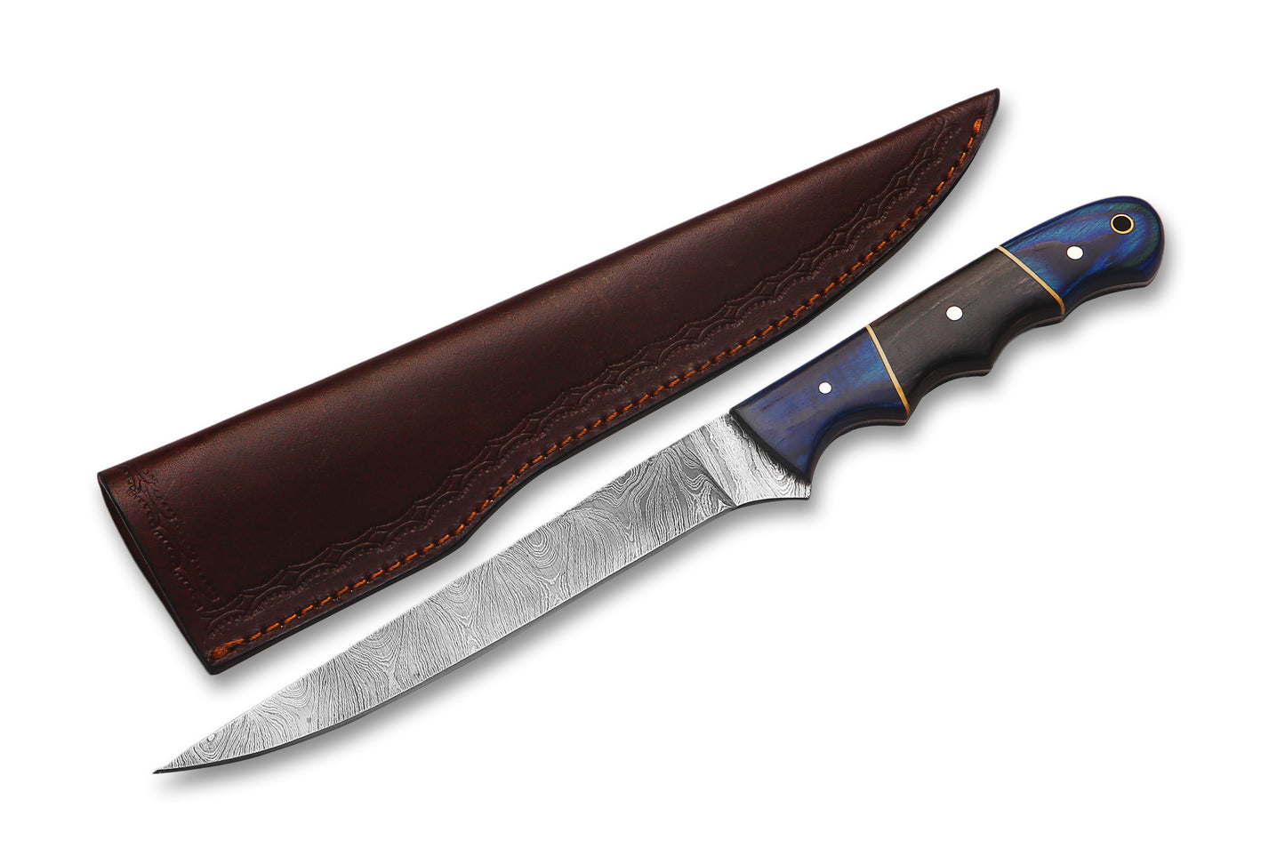 Damascus Steel Fillet Knife – 8" Blade, Exotic Wood Handle