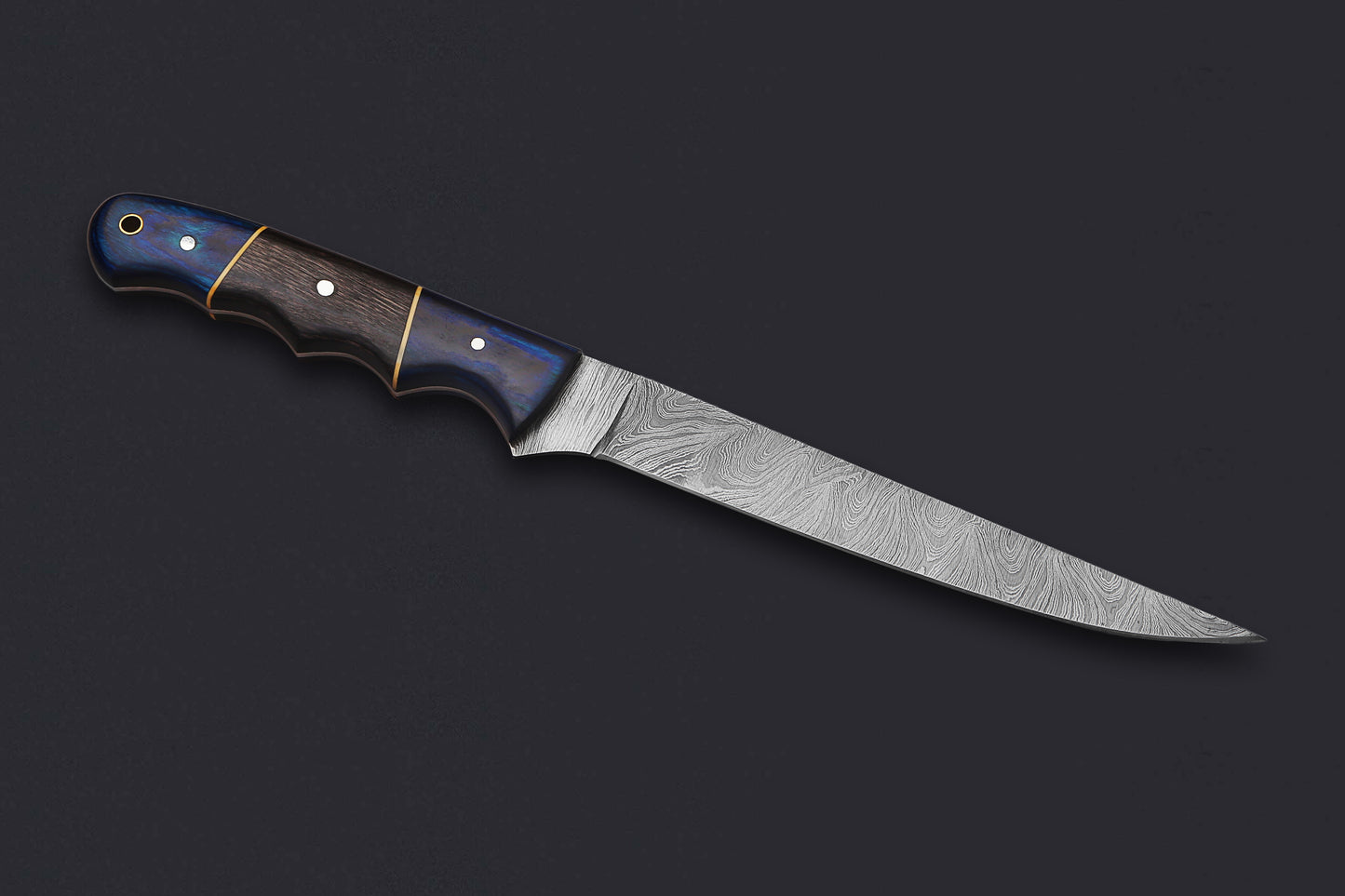 Damascus Steel Fillet Knife – 8" Blade, Exotic Wood Handle