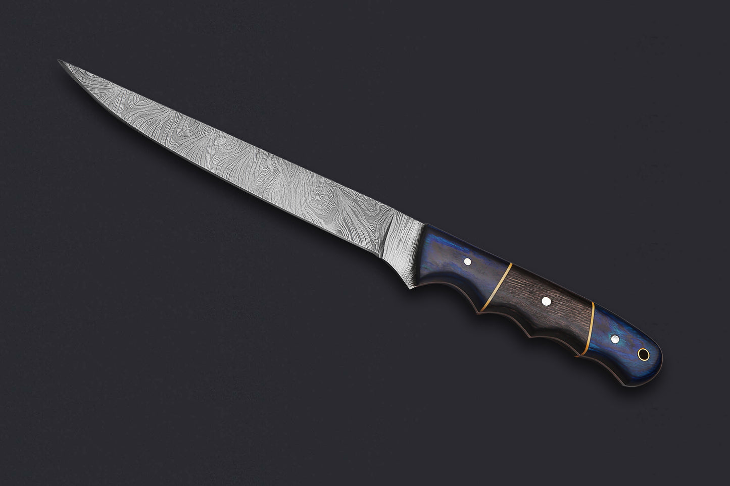 Damascus Steel Fillet Knife – 8" Blade, Exotic Wood Handle