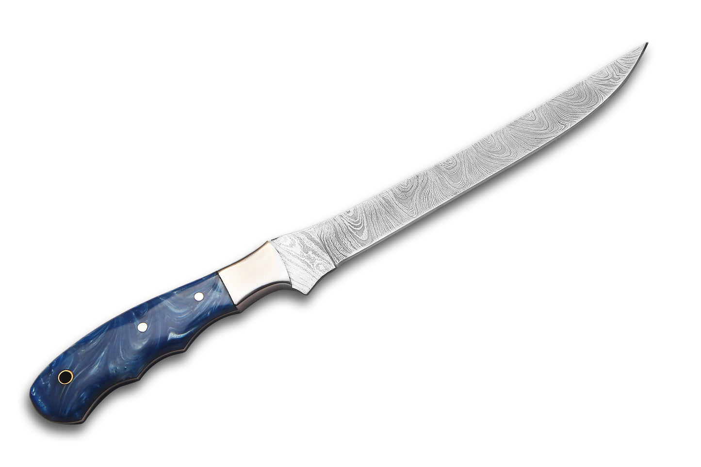 Damascus Steel Fillet Knife – 8" Blade, Resin Handle