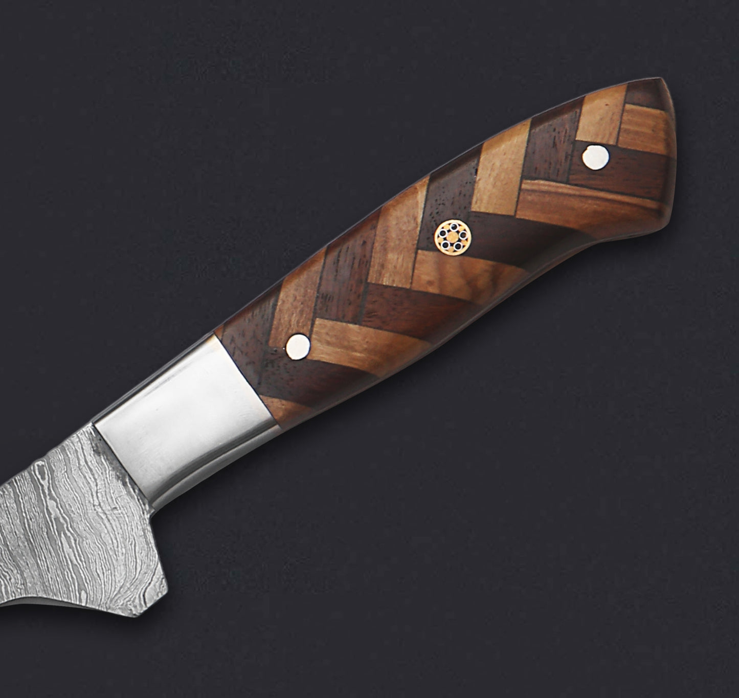 Damascus Steel Fillet Knife – 7" Blade, Rosewood & Olivewood Handle
