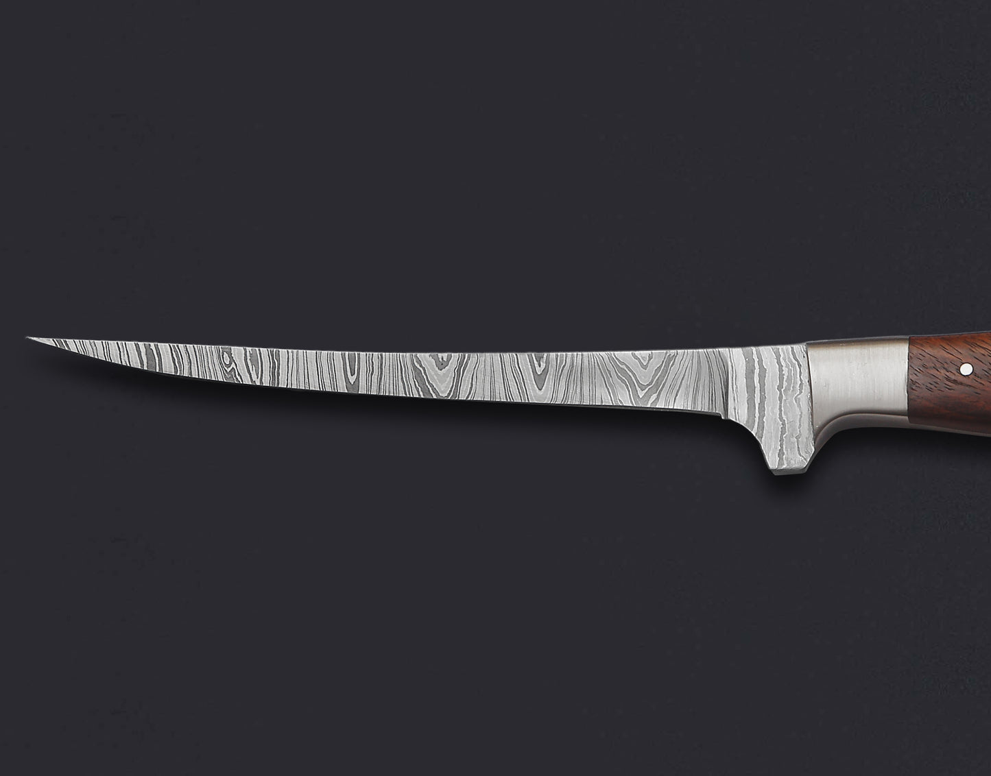 Damascus Steel Fillet Knife – 7" Blade, Rosewood Handle