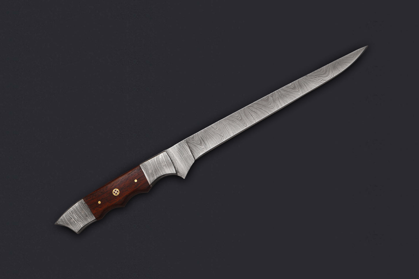 Damascus Steel Fillet Knife – 8" Blade, Resin Handle