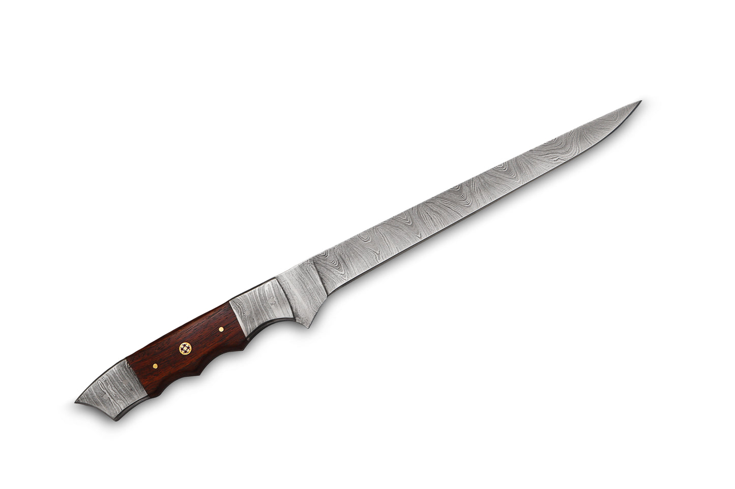 Damascus Steel Fillet Knife – 8" Blade, Rosewood Handle