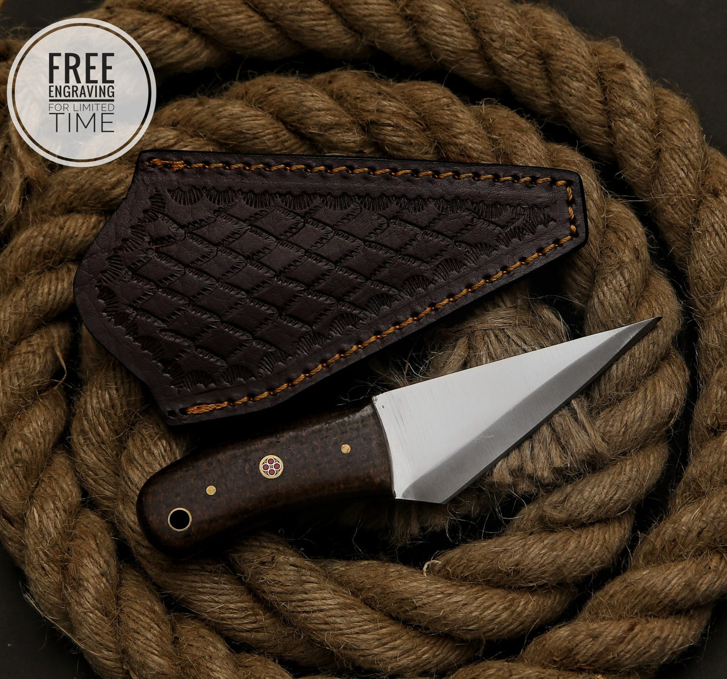 Handmade D2 Steel Kiridashi Utility Knife , Steel Neck Knife, Kiridashi Knife With Sheath, Camping Knife, Pocket Knife ,Every day Carry Knife