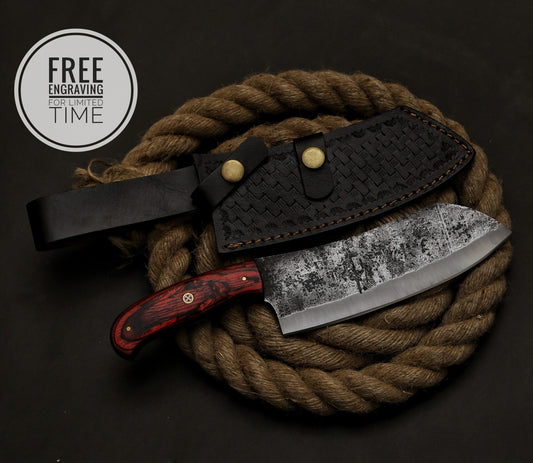 Handmade Damascus Carbon steel Cleaver for Indoor Outdoor Kitchen BBQ Cooking Full Tang Knife Chef Chopper Butcher With Exotic Wood Handle