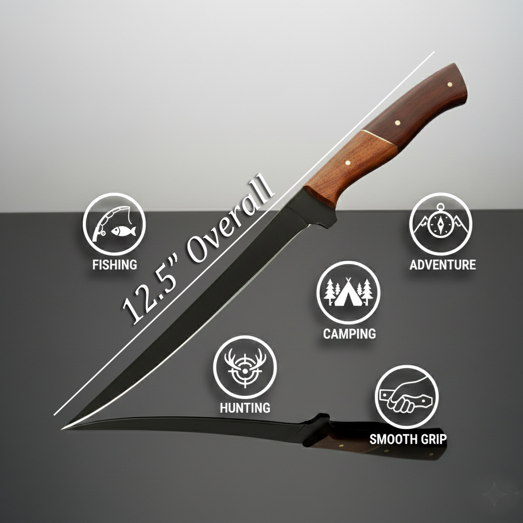 3 Pc Handmade Carbon Steel Powder coated Fillet Knife set With Leather Roll kit best Anniversary Gift for Men (Copy)