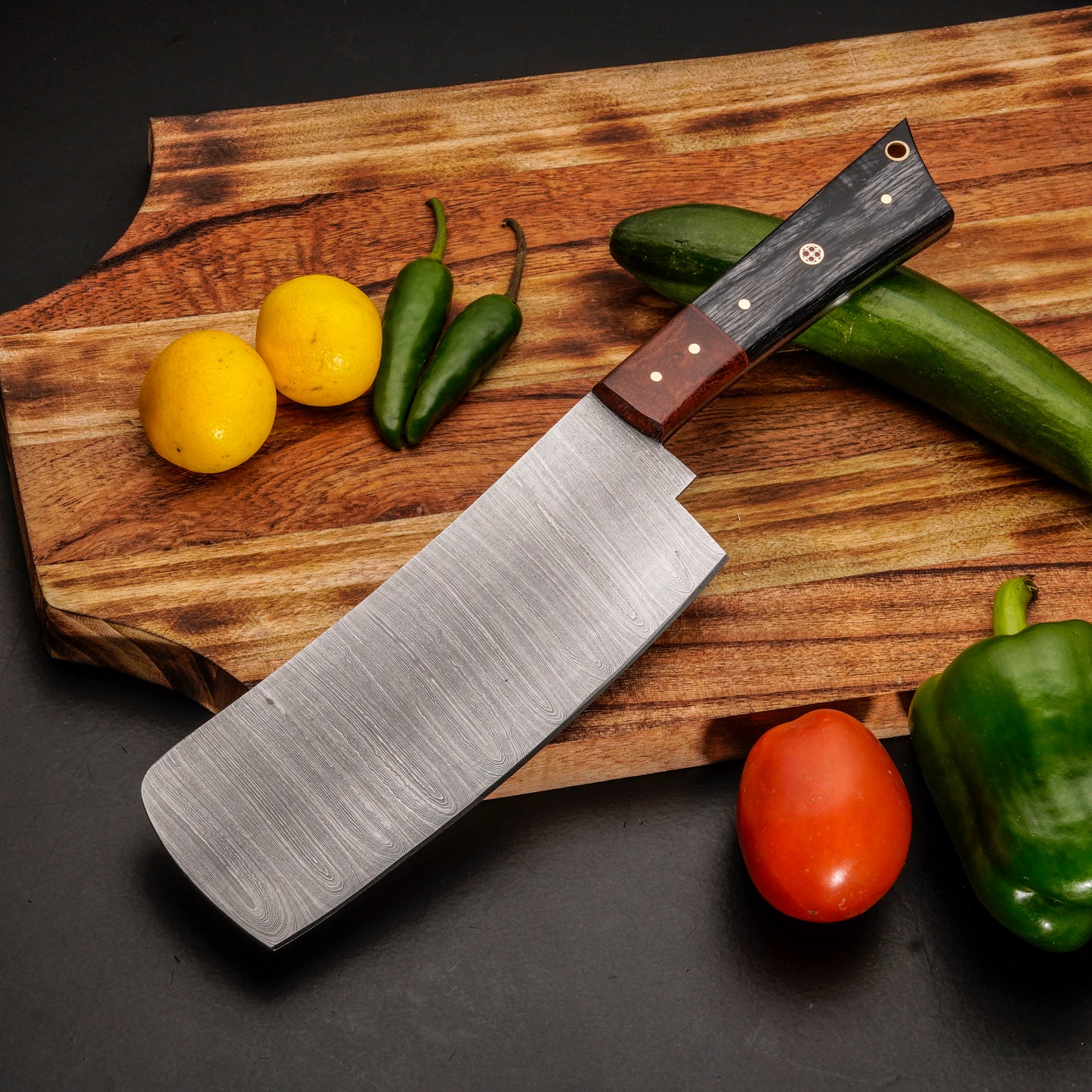 Handmade Carbon Steel Chef Knife Set – Powder Coated Blade with Exotic Wood Handle