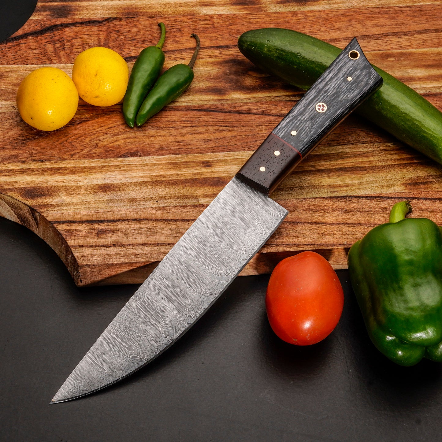 Handmade Carbon Steel Chef Knife Set – Powder Coated Blade with Exotic Wood Handle
