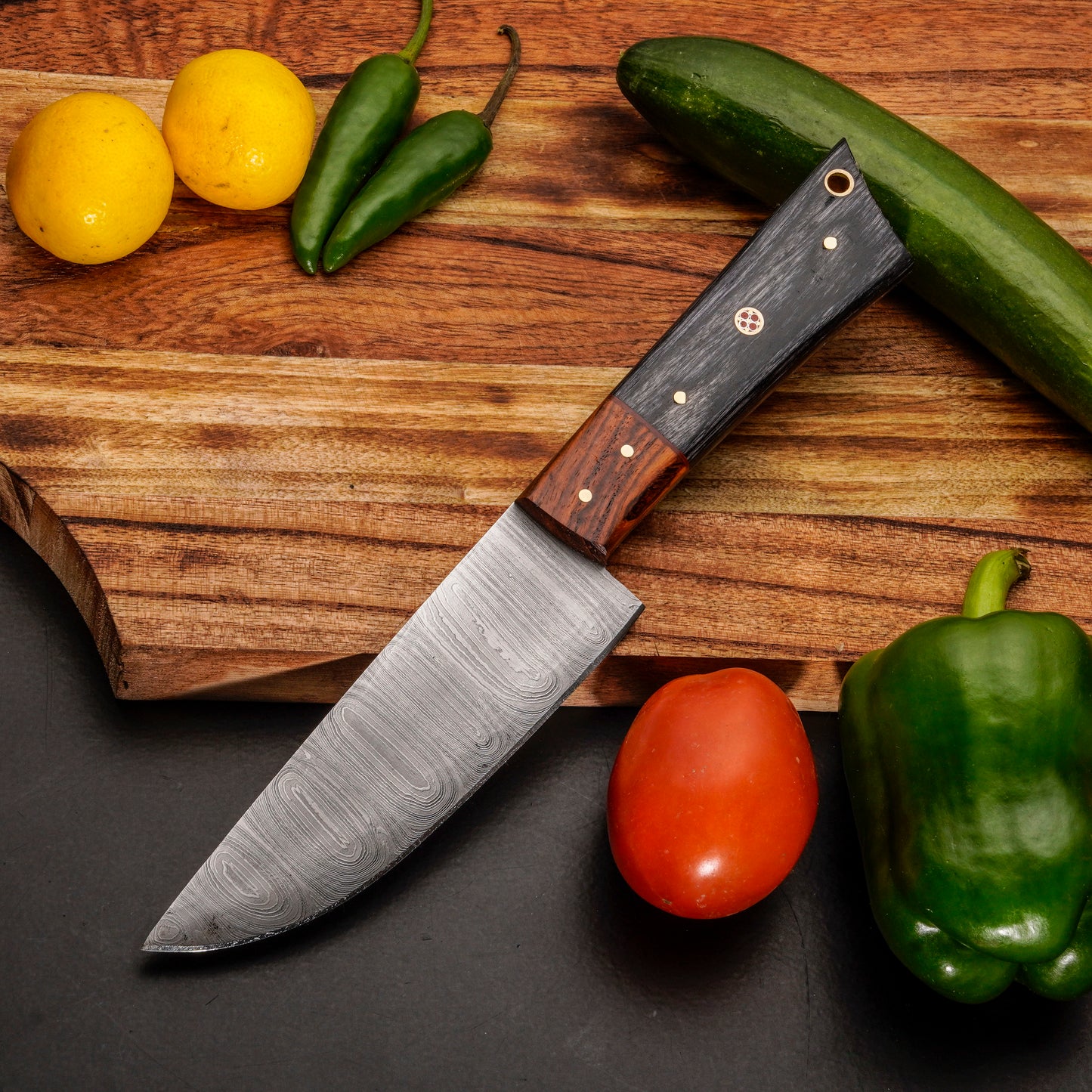 Handmade Carbon Steel Chef Knife Set – Powder Coated Blade with Exotic Wood Handle