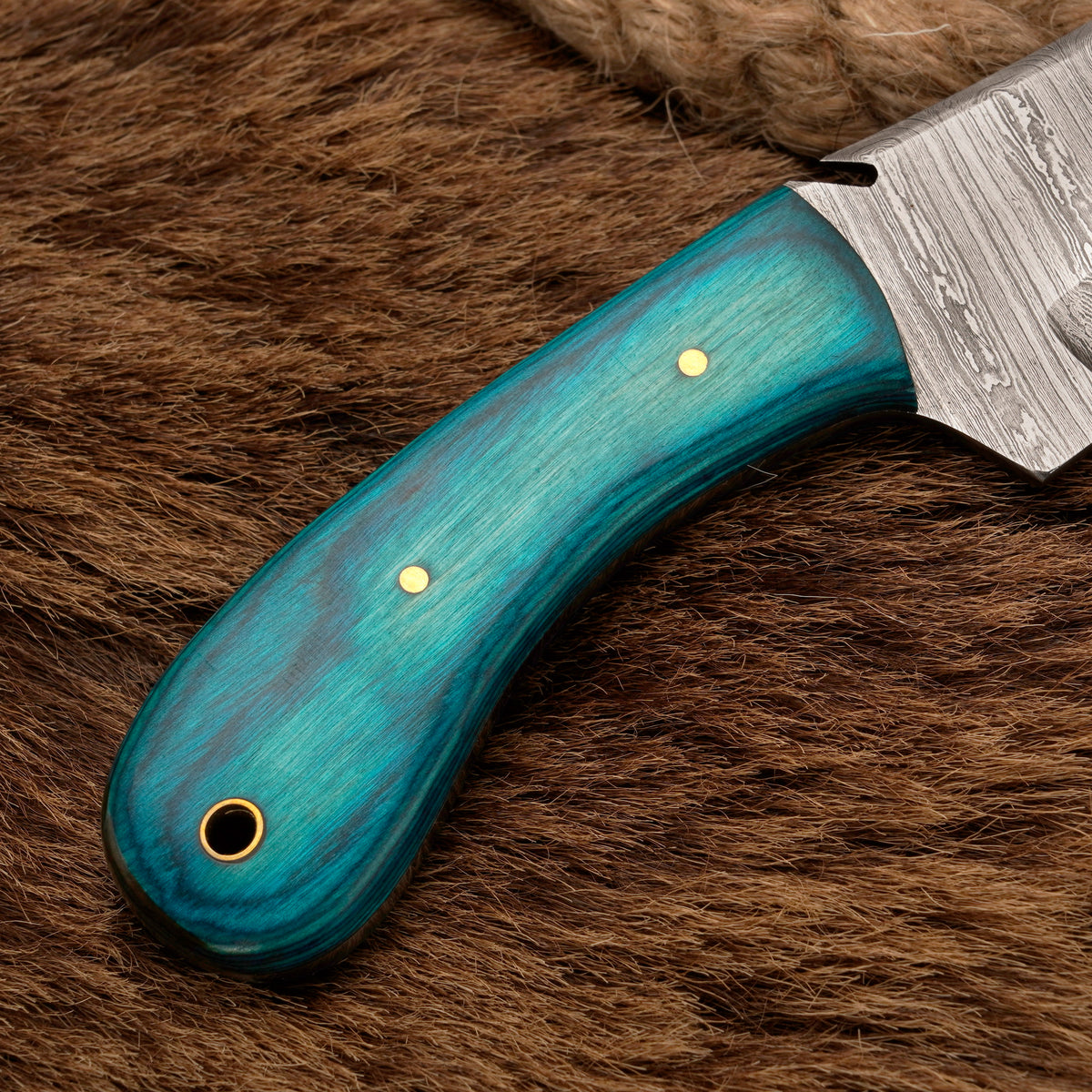 Handmade Damascus Steel Skinner Knife – Exotic Wood Handle, 8-Inch