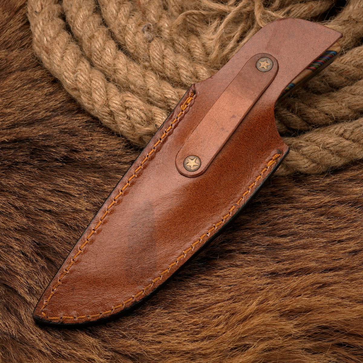 Handmade Damascus Steel Skinner Knife – Exotic & Olive Wood Handle, 8-Inch