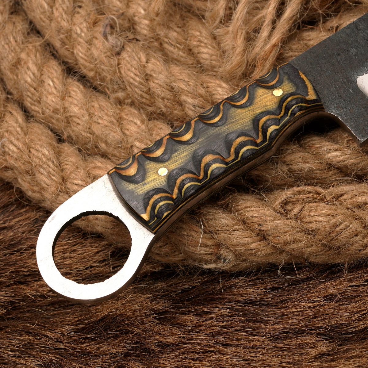 Handmade Carbon Steel Skinner Knife – Exotic Wood Handle, 8-Inch