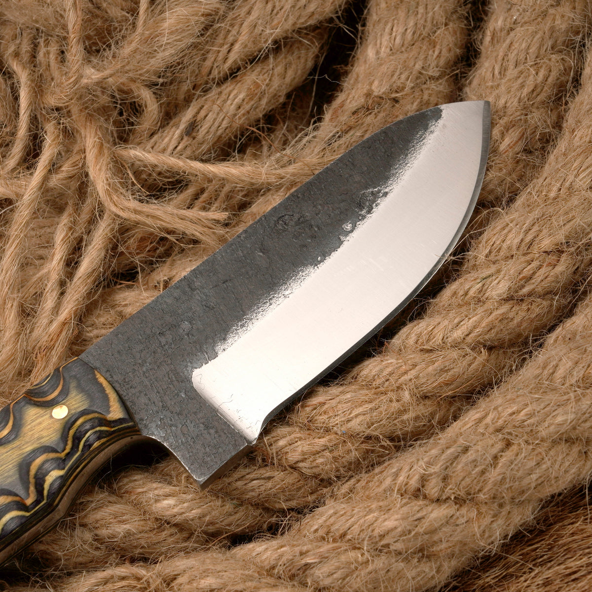 Handmade Carbon Steel Skinner Knife – Exotic Wood Handle, 8-Inch