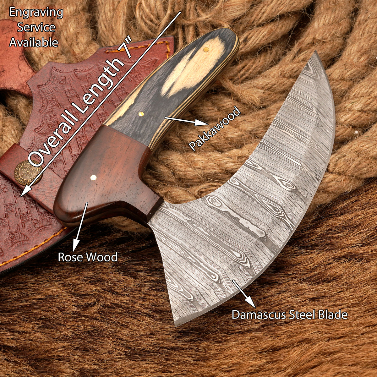 Handmade Damascus steel pizza cutter  Overall Length 7 inch  Blade material: Damascus steel  Handle material : Exotic wood & Rose wood