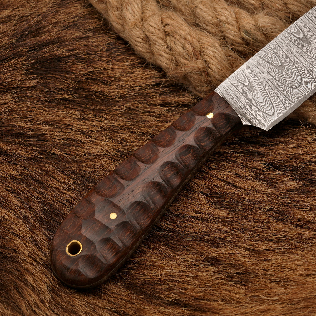 Handmade Damascus Steel Skinner Knife – Rosewood Handle, 8-Inch