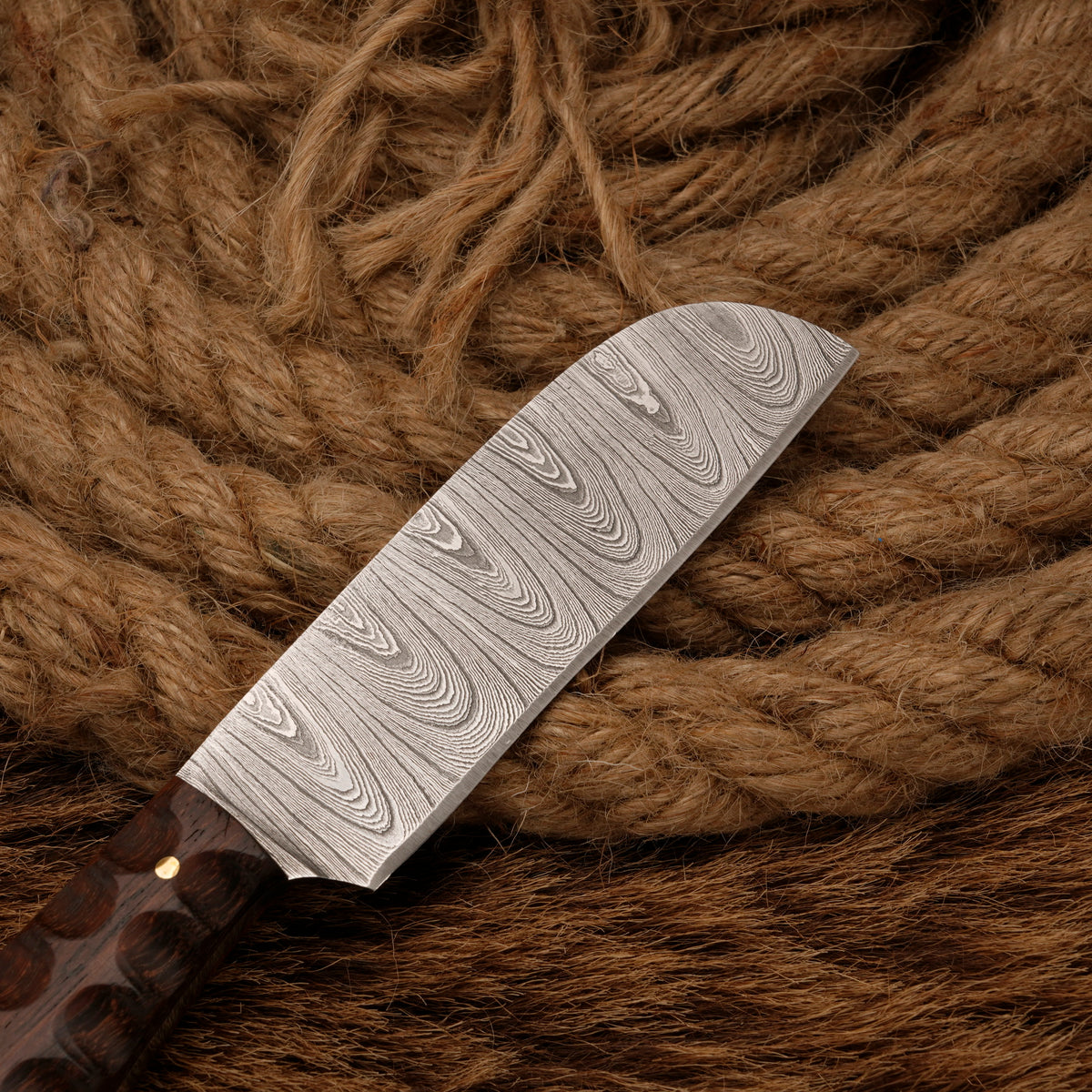 Handmade Damascus Steel Skinner Knife – Rosewood Handle, 8-Inch