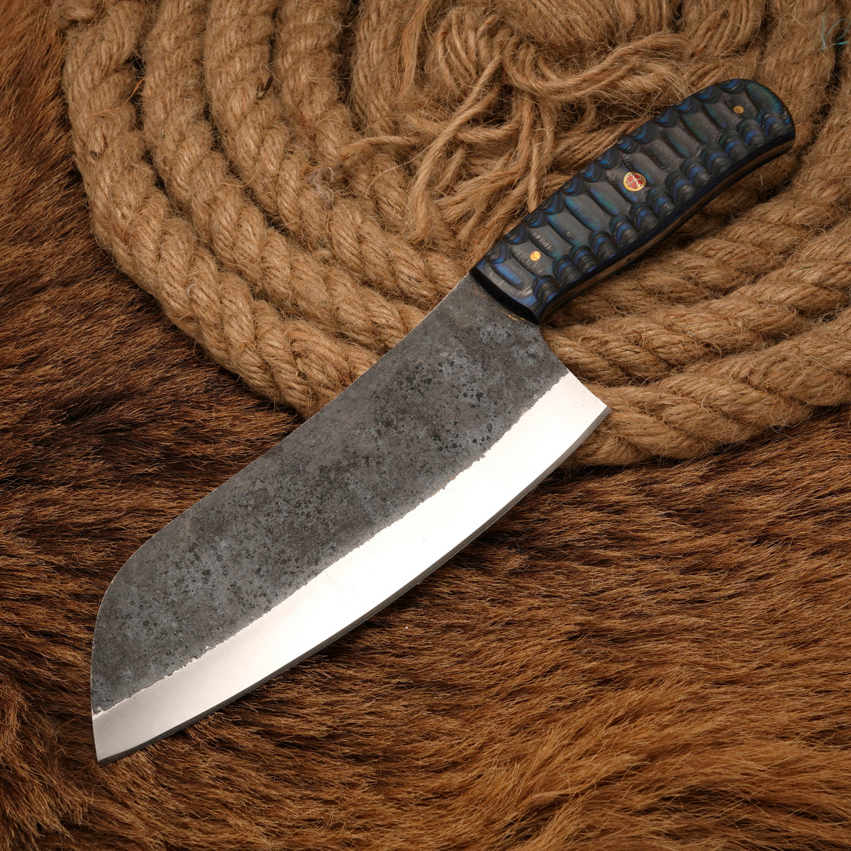 Handmade Carbon Steel Cleaver – Exotic Wood Handle, 11-Inch
