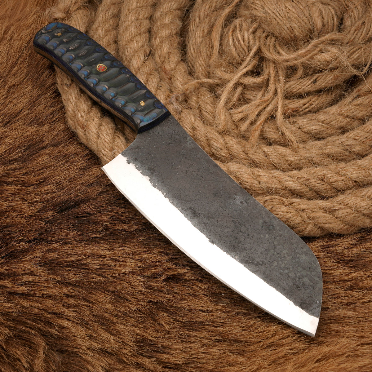 Handmade Carbon Steel Cleaver – Exotic Wood Handle, 11-Inch