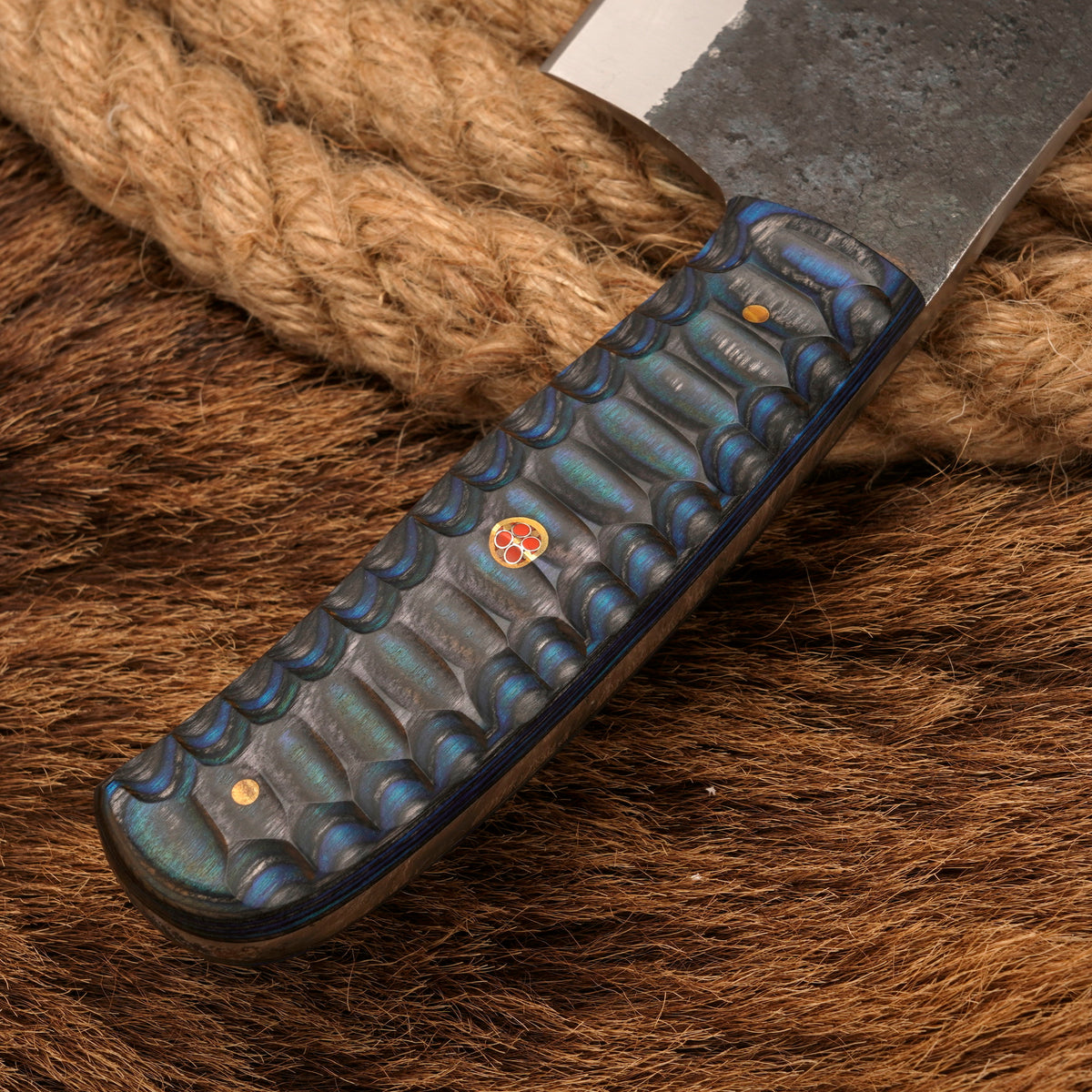 Handmade Carbon Steel Cleaver – Exotic Wood Handle, 11-Inch