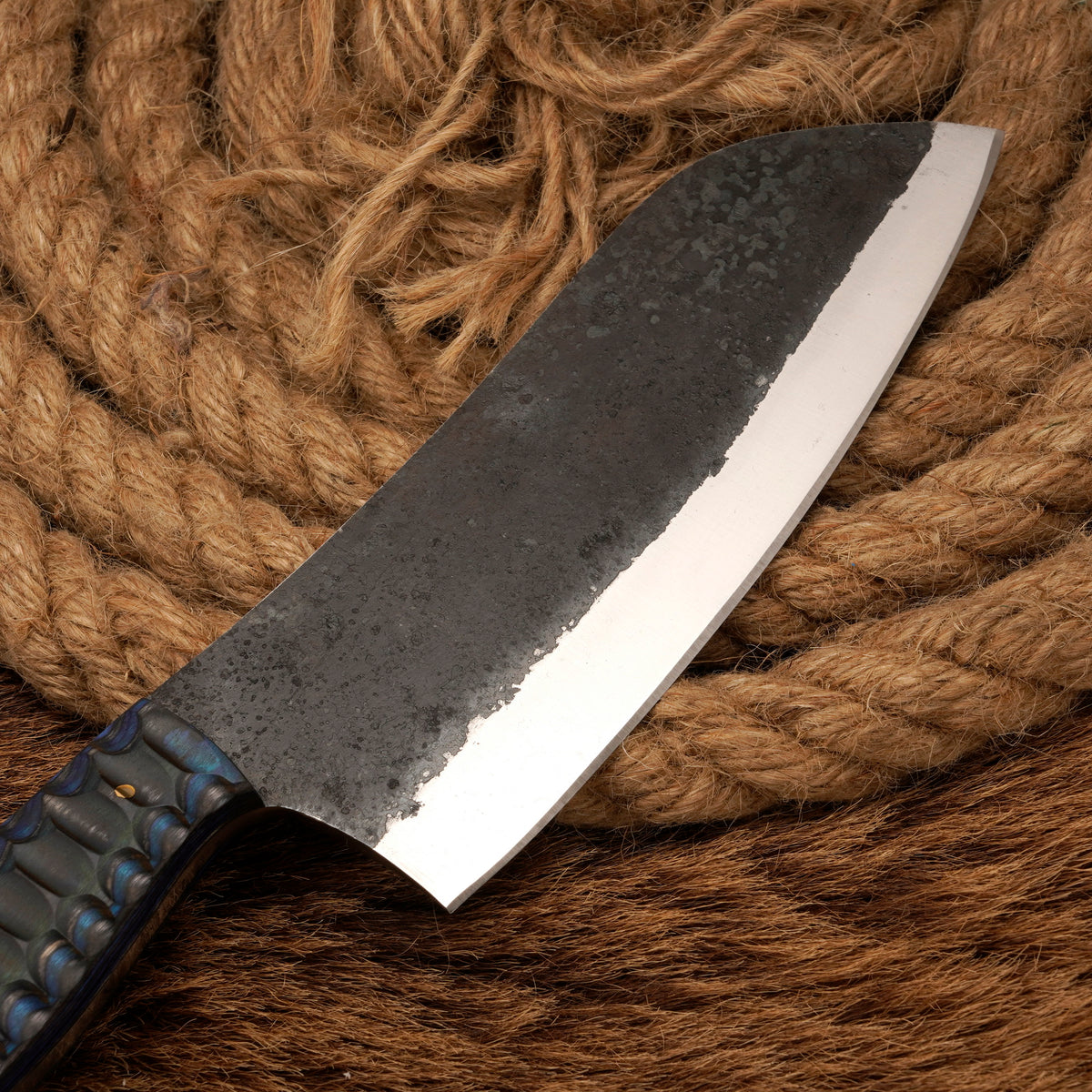Handmade Carbon Steel Cleaver – Exotic Wood Handle, 11-Inch