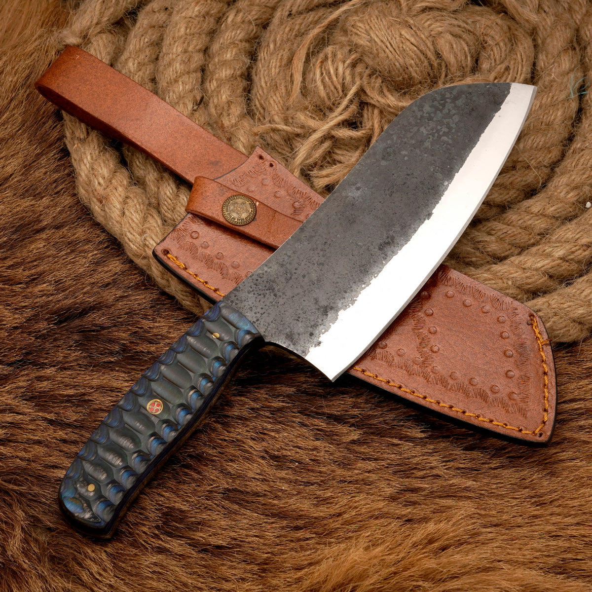 Handmade Carbon Steel Cleaver – Exotic Wood Handle, 11-Inch