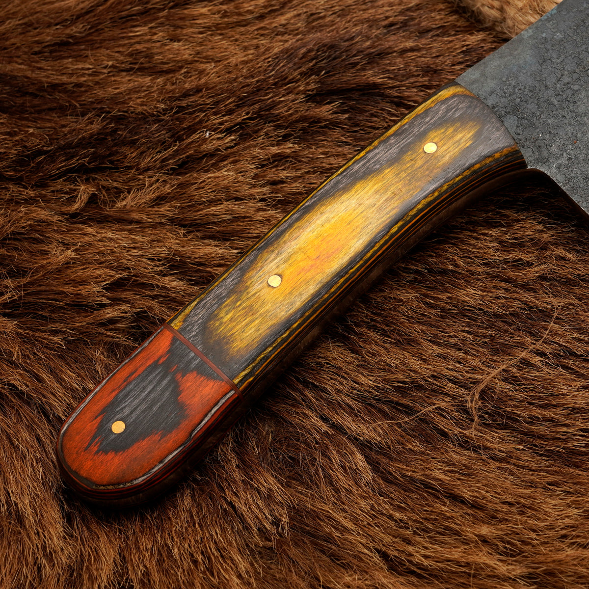 Handmade Carbon Steel Cleaver Knife – Rosewood Handle, 12-Inch