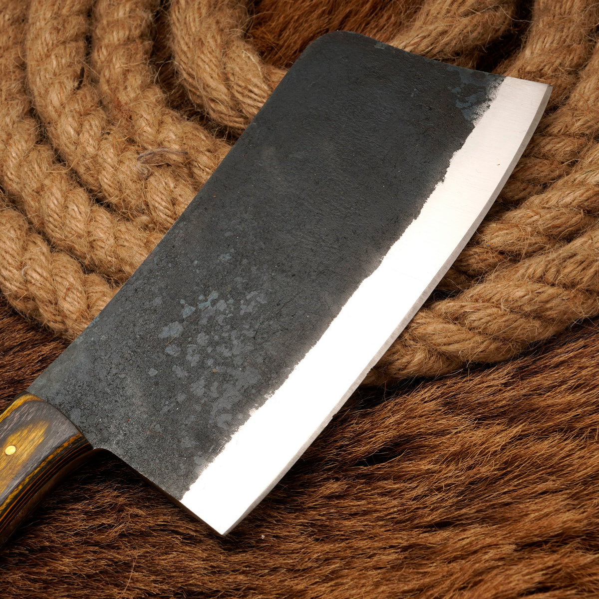 Handmade Carbon Steel Cleaver Knife – Rosewood Handle, 12-Inch