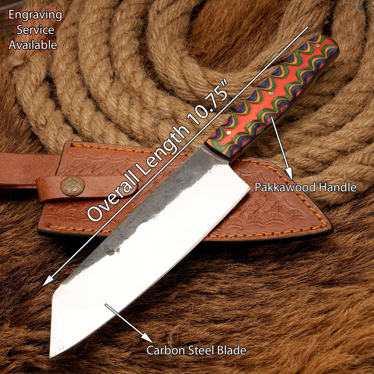 Handmade Carbon Steel Chef Knife – Exotic Wood Handle, 11-Inch