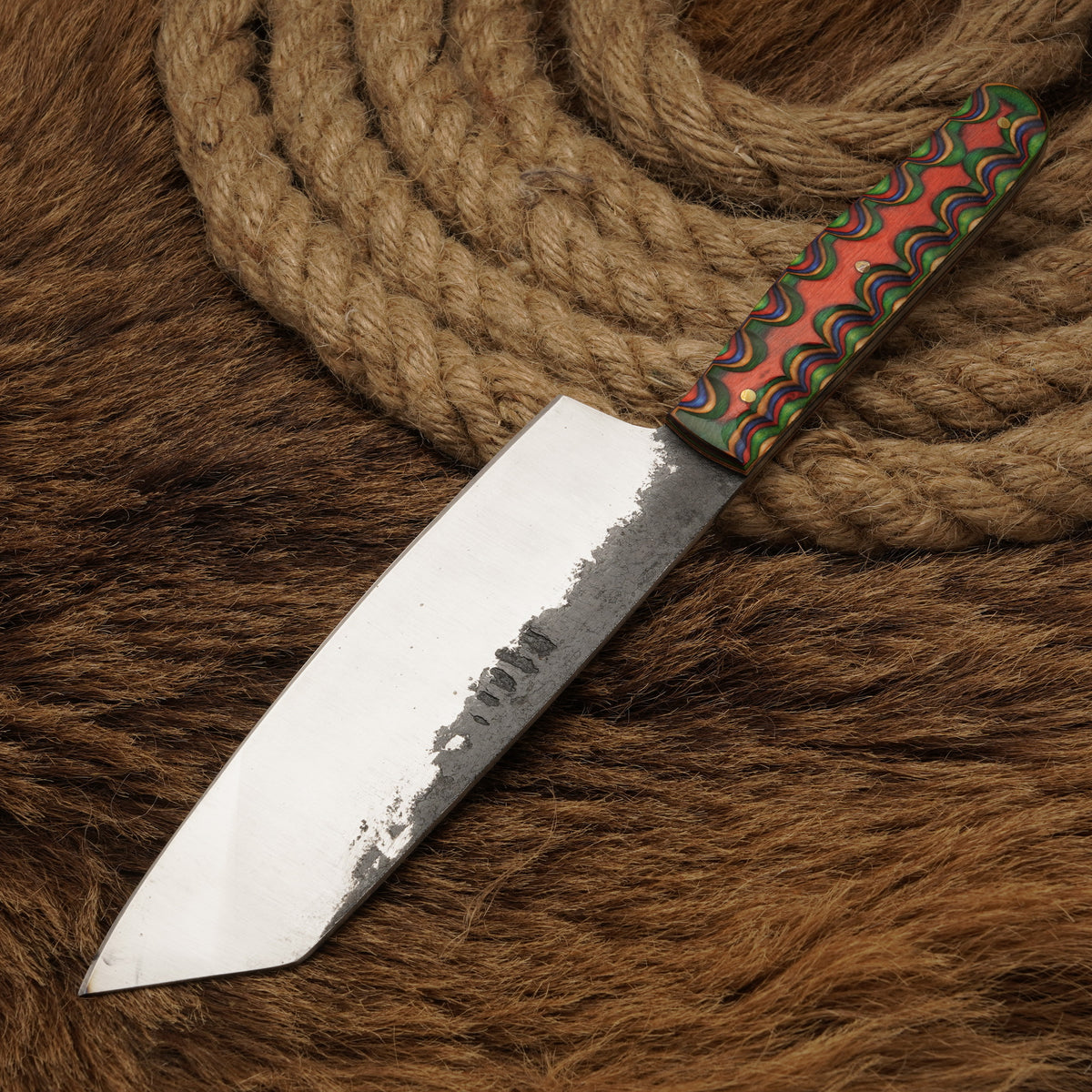Handmade Carbon Steel Chef Knife – Exotic Wood Handle, 11-Inch