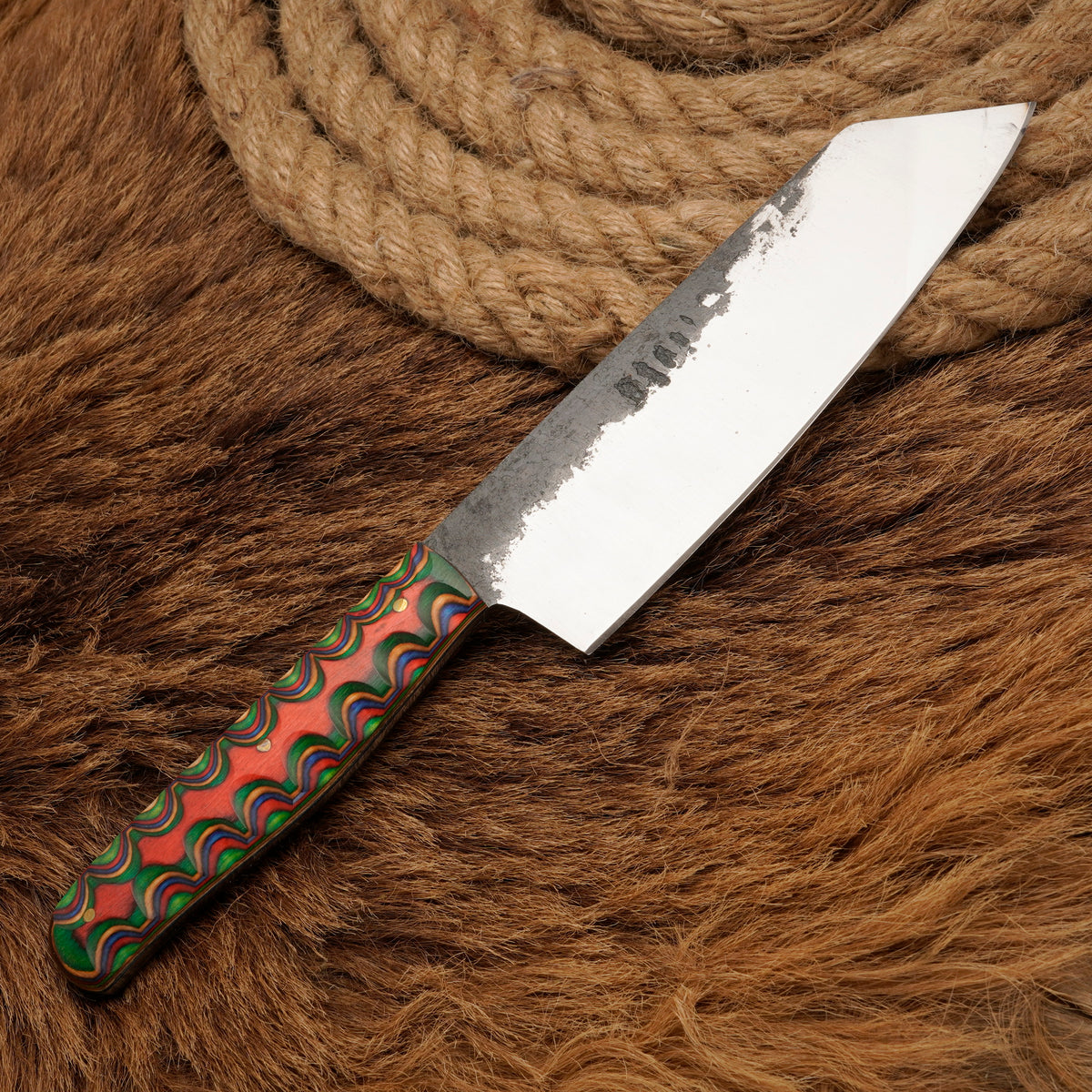 Handmade Carbon Steel Chef Knife – Exotic Wood Handle, 11-Inch