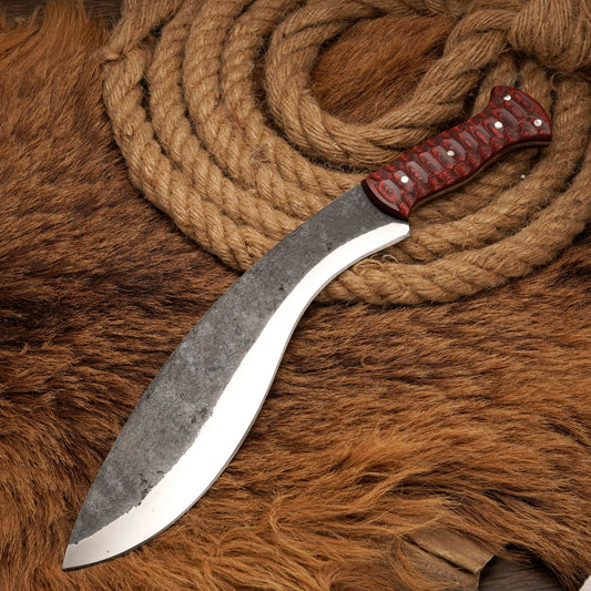 Handmade Carbon Steel Kukri Knife – Exotic Wood Handle, 16-Inch