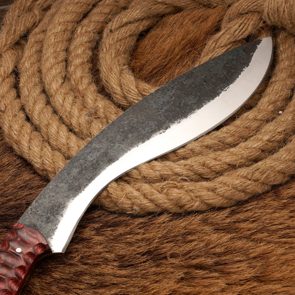 Handmade Carbon Steel Kukri Knife – Exotic Wood Handle, 16-Inch