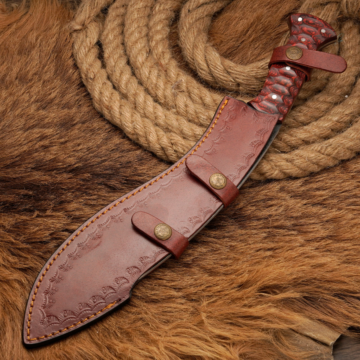 Handmade Carbon Steel Kukri Knife – Exotic Wood Handle, 16-Inch