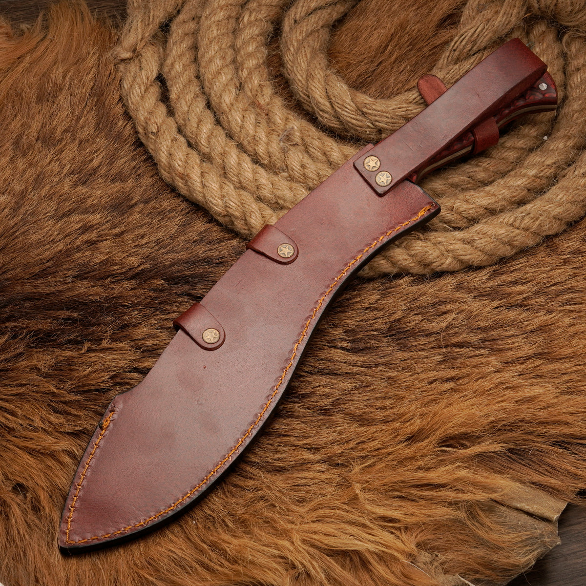Handmade Carbon Steel Kukri Knife – Exotic Wood Handle, 16-Inch