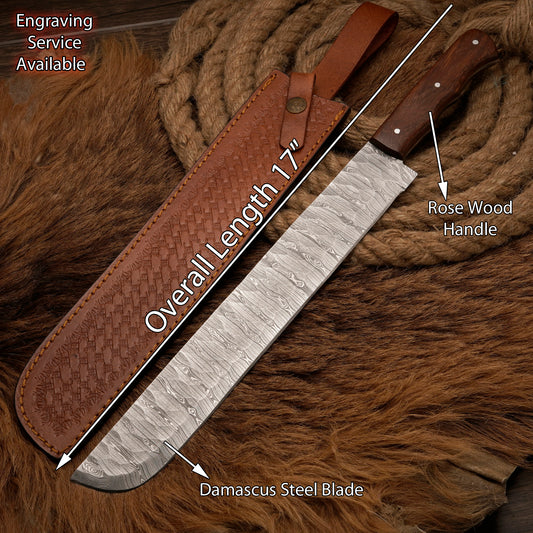 Handmade Damascus Steel Brisket Slicing Knife – Rosewood Handle