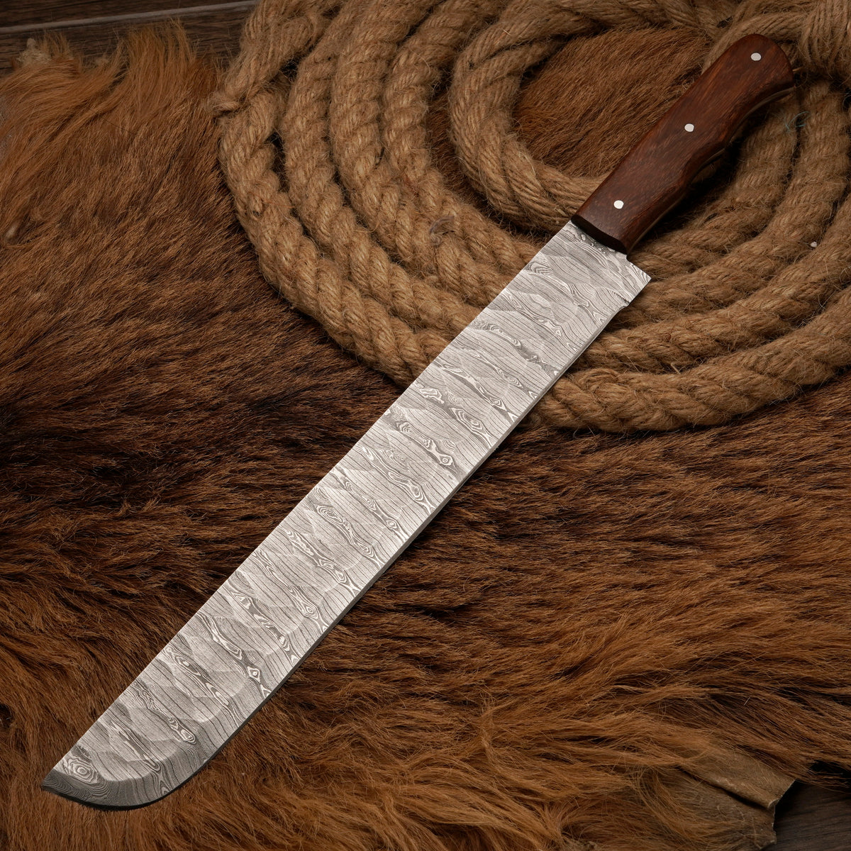 Handmade Damascus Steel Brisket Slicing Knife – Rosewood Handle