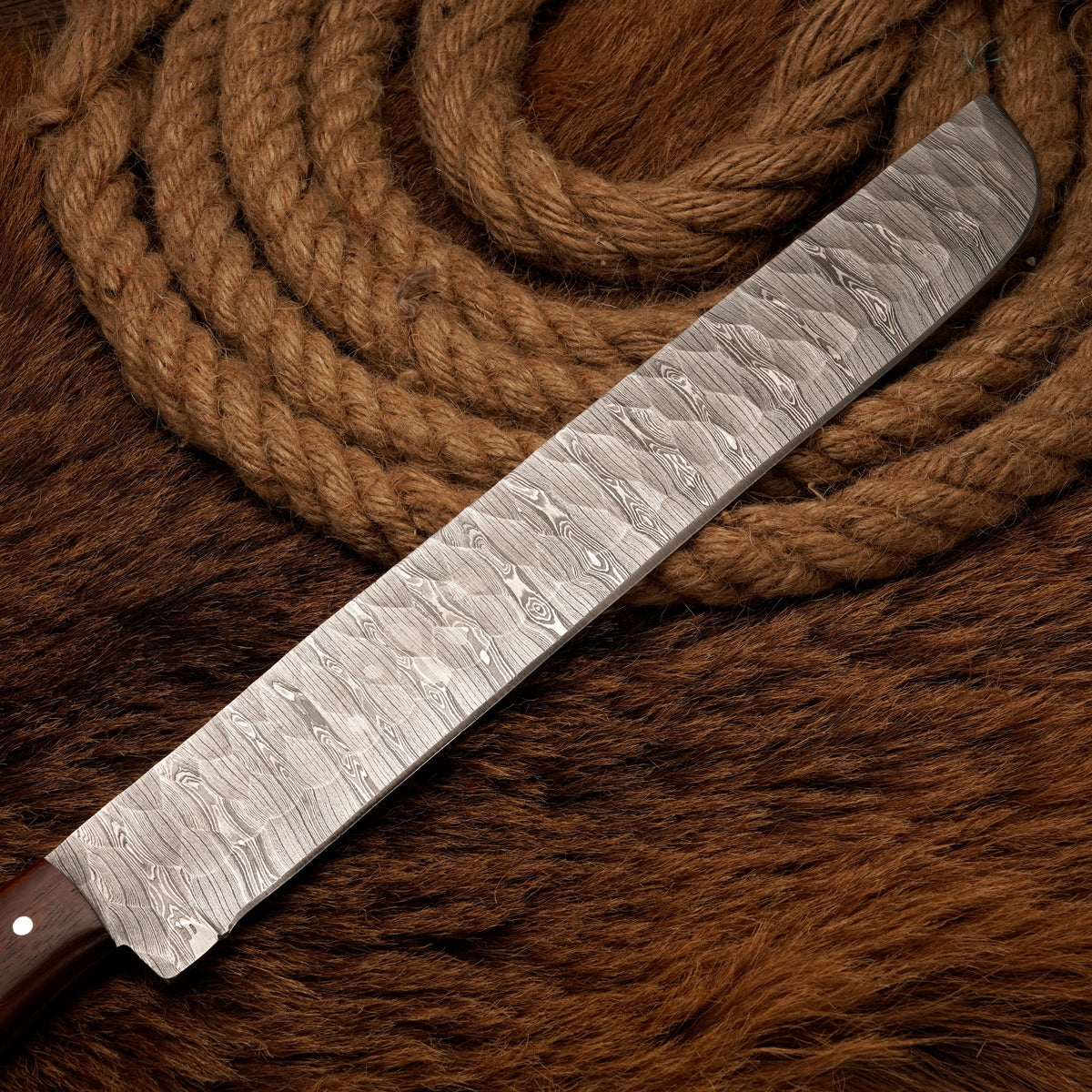 Handmade Damascus Steel Brisket Slicing Knife – Rosewood Handle