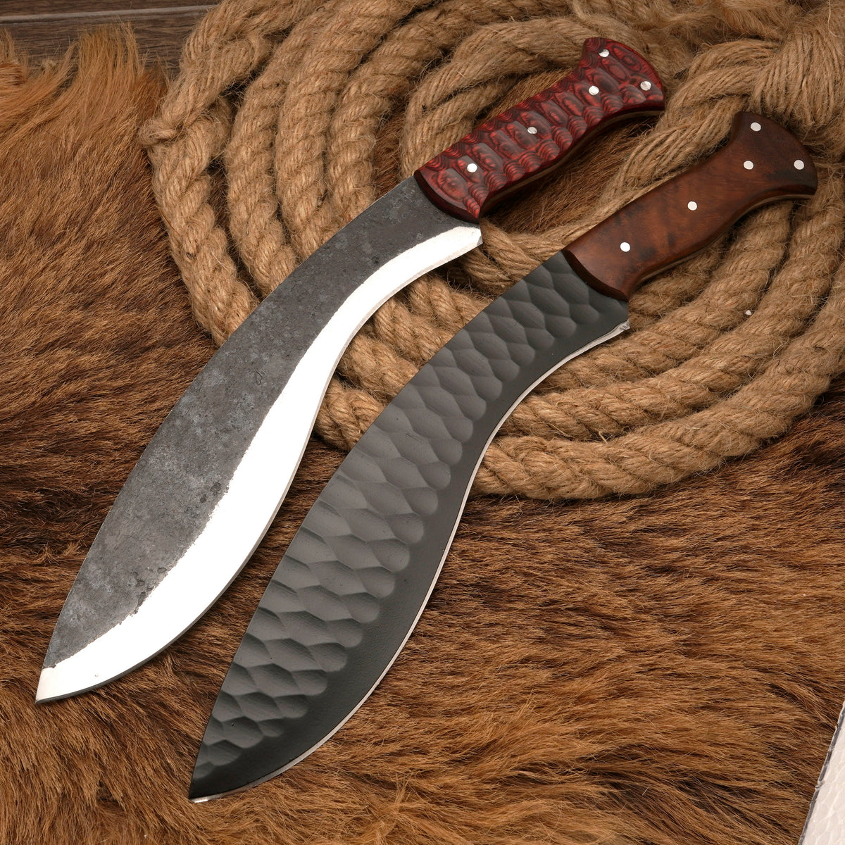 Handmade Carbon Steel Kukri Knife – Exotic Wood Handle, 16-Inch