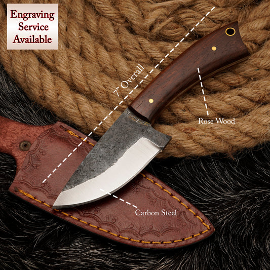 HUNTING SKINNER KNIFE Carbon Steel Skinner Knife Camping Knife Handmade Knife Gift For Son Engraved Skinner Birthday Gift Anniversary Gift