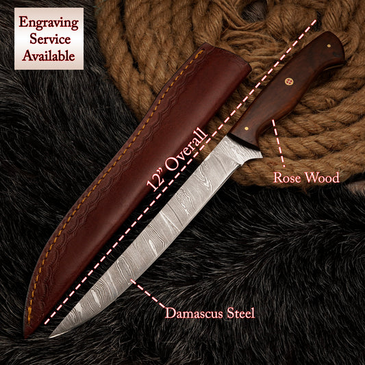 FILLET KNIFE Handmade Damascus Steel Fishing Knife Best Birthday Gift for Father Anniversary Gift for Husband Personalized Christmas Gift
