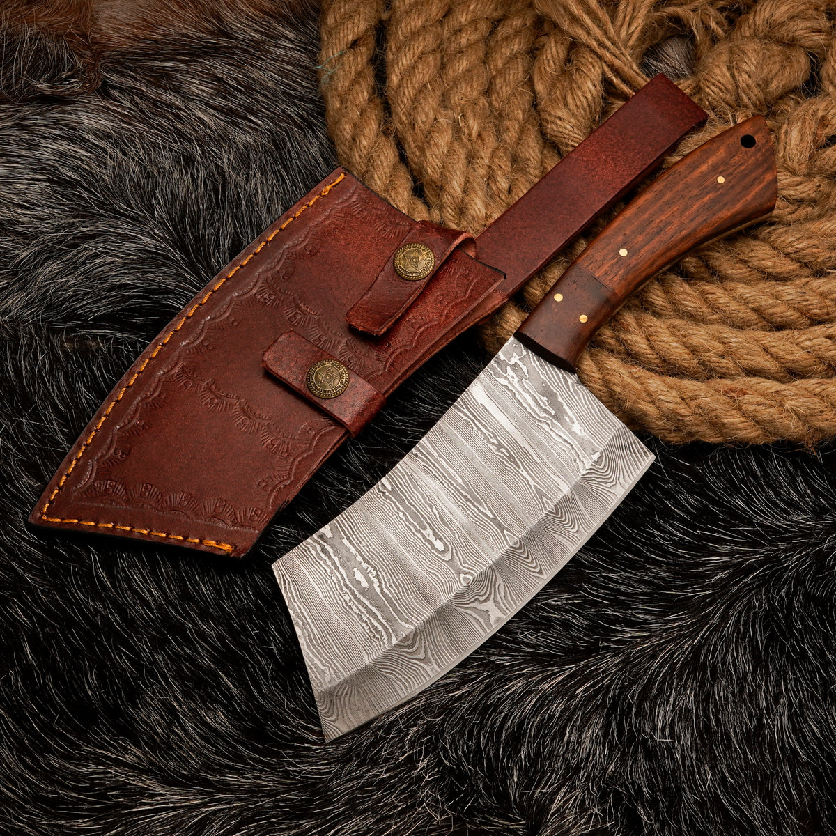 CHEF CHOPPER Knife Damascus Steel Butcher Chopper Engraved Knife Gift For Husband Anniversary Gift Camping Tool Chopper Christmas Gift