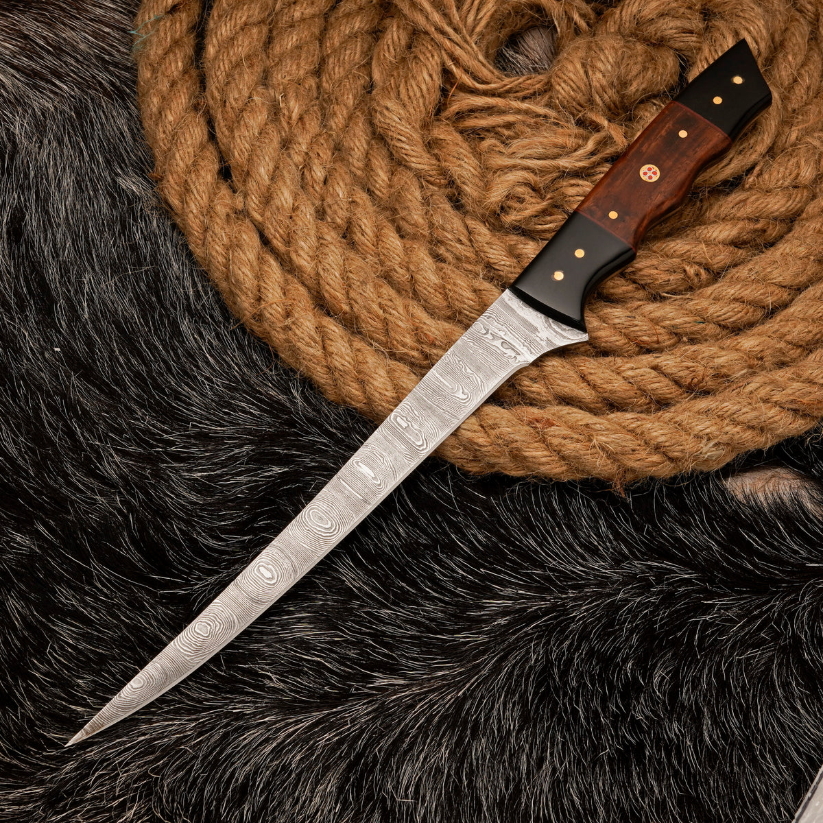 FISHING/FILLET KNIFE Handmade Damascus Steel Flexible Blade Knife Personalized Anniversary Gift Christmas Gift for Boyfriend Fixed Blade